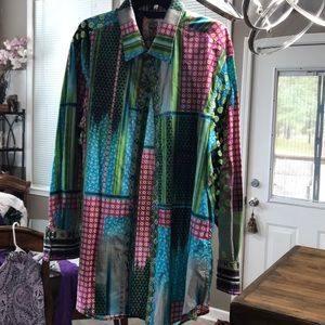 Robert Graham Collector Green Blue Pink Shirt